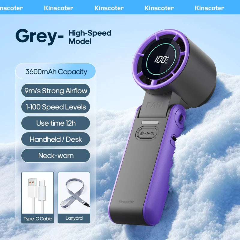 KINSCOTER Outdoor Foldable Portable Handheld Fan Mini Cooling Rechargeable